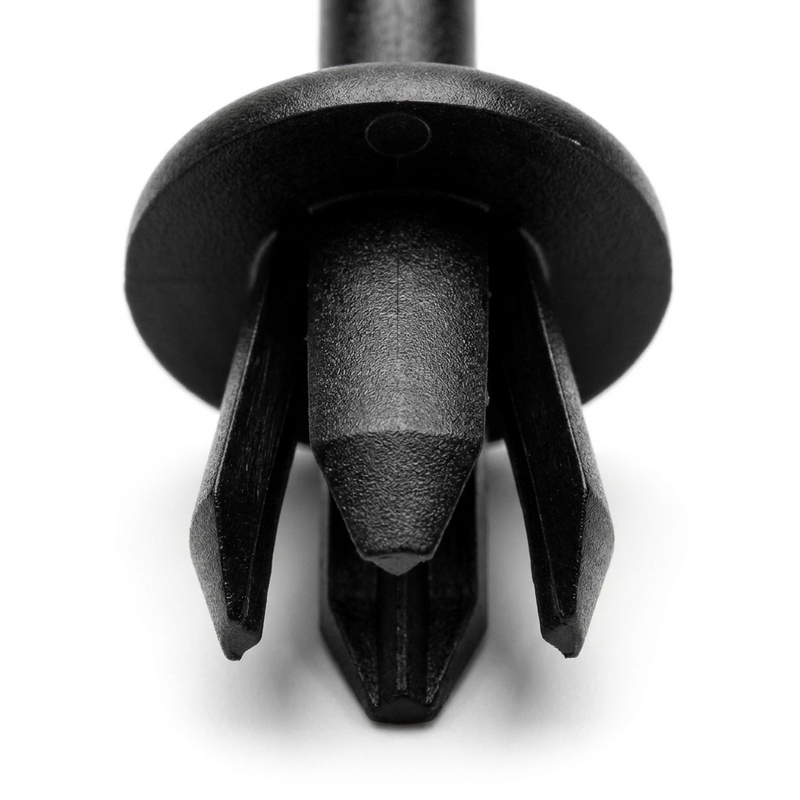 Land Rover Rocker Panel Moulding Clip | Push-Type, Black, 16mm Head — Macro Detail