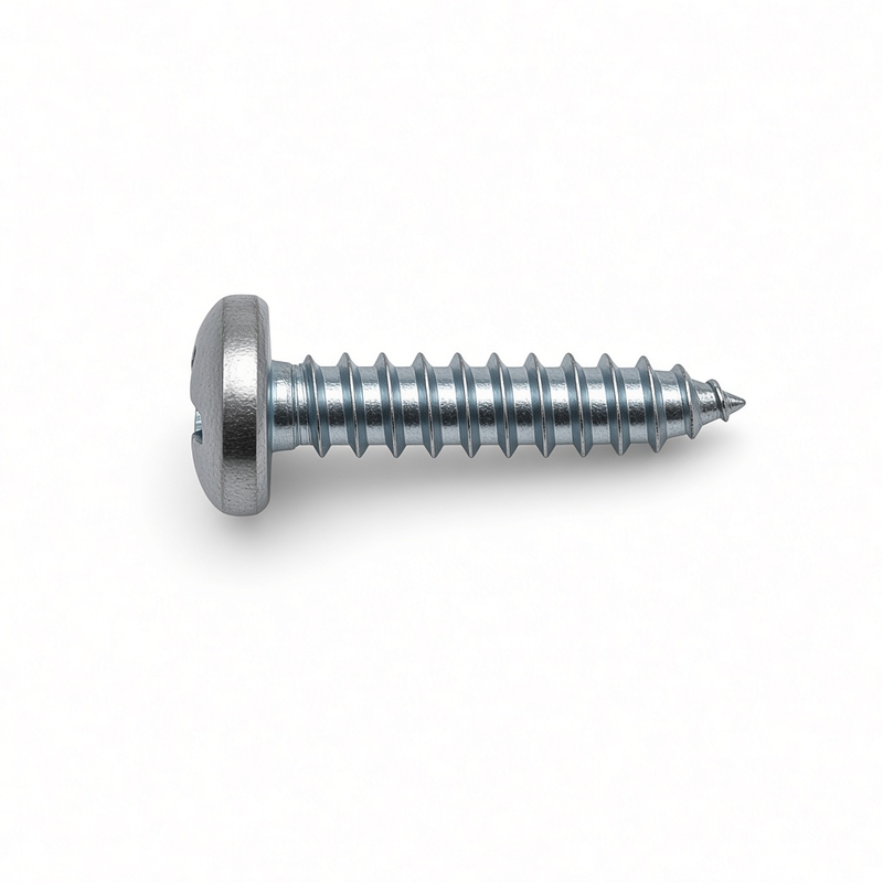 Universal #14 x 1 inch Phillips Pan Head Tap Screw - Top Down
