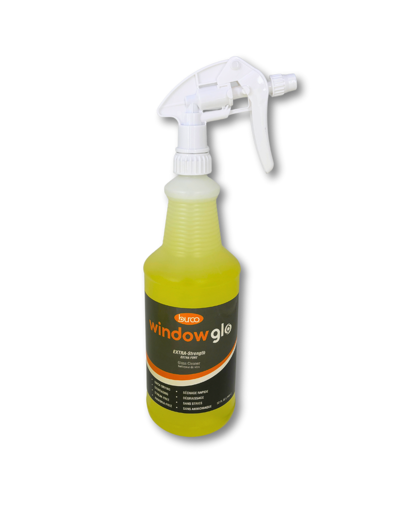 Burco Window Glo Extra Strength Glass Cleaner - 32 oz with Sprayers (12 Pack)