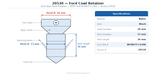 20530 Ford Cowl Retainer technical dimension diagram - Head Ø 20mm, Stem Ø 13mm, Stem Length 16mm