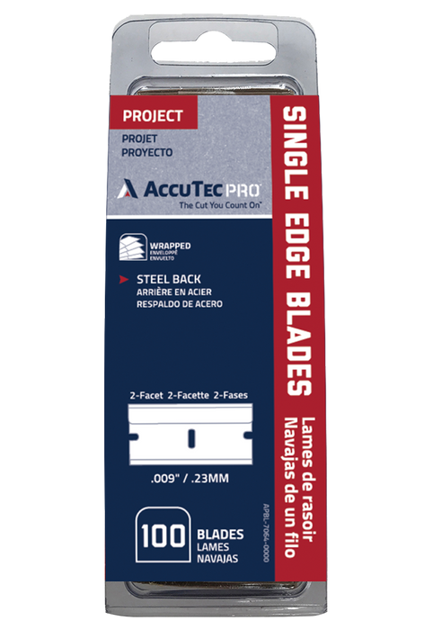 AMSRAPBL70640000 - AccuTec Pro Steel Back Single Edge Razor Blades - 100 pkg.
