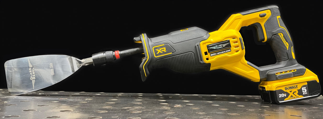 Glass Rebel Elite tool with blade and battery shown; see individual listings for included components