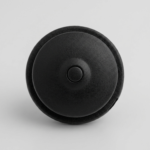 BMW cowl clip top view - solid black domed cap with center button