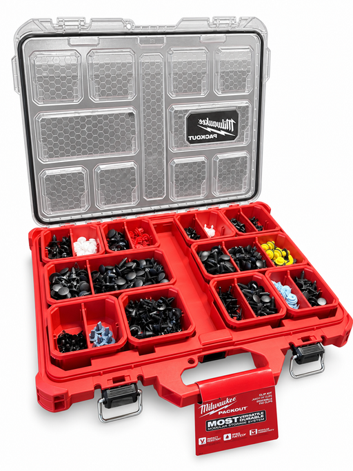 Milwaukee PACKOUT Top 20 clip kit — open angle view
