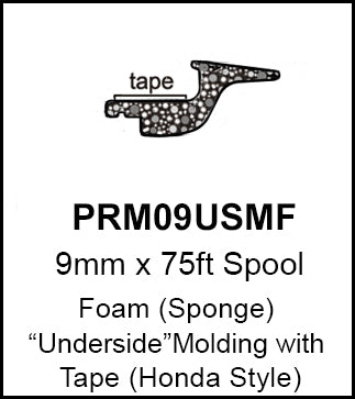 Precision Universal 9mm Foam Underside Glass Molding Honda Style w/ Tape | 75ft | PRM09USMF