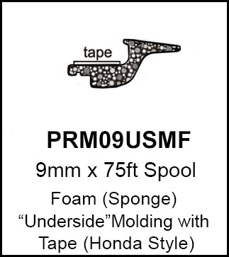 PRM09USMF- 9MM Foam (Sponge) Underside Molding w/ Tape (Honda Style) - 75'