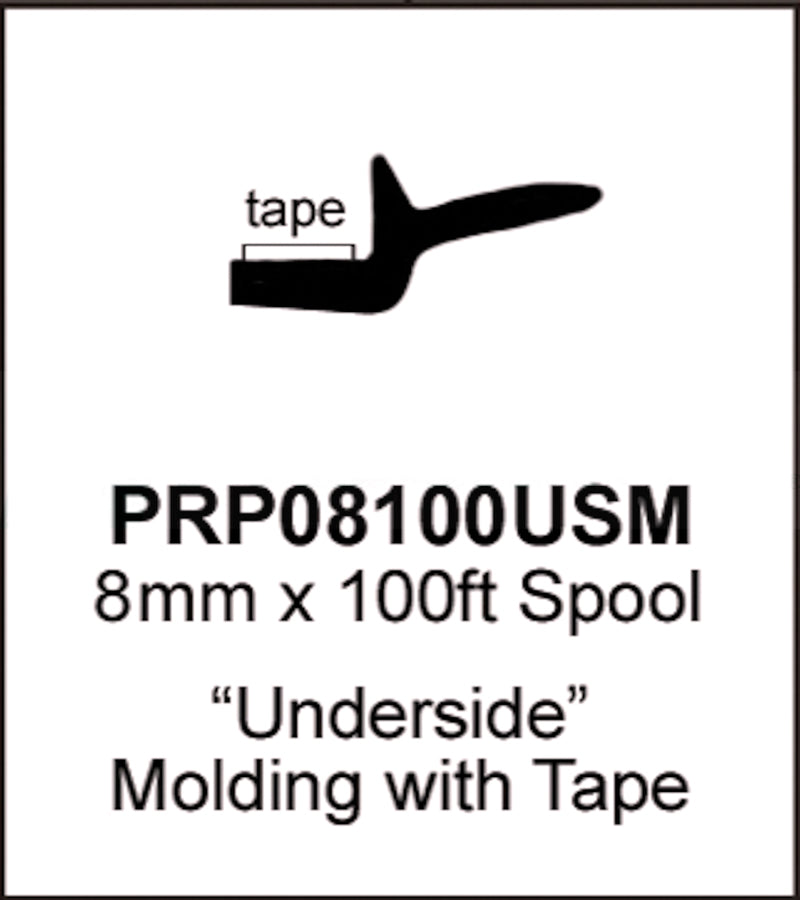 Precision Universal 8mm Underside Glass Molding w/ Tape | 100ft Roll | PRP08100USM