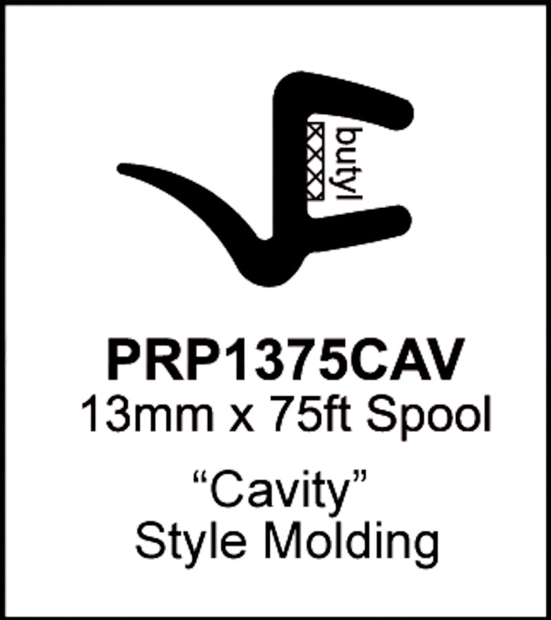 Precision Universal 13mm Cavity Glass Molding | 75ft Roll | PRP1375CAV