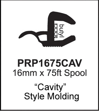 Precision Universal 16mm Cavity Glass Molding | 75ft Roll | PRP1675CAV