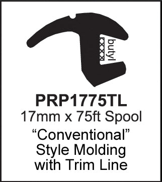 Precision Universal 17mm Conventional Glass Molding w/ Trim Line | 75ft Roll | PRP1775TL